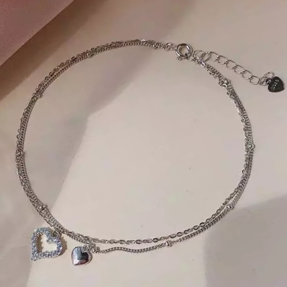 14 Karat Gold Plated Double Strand 4mm CZ Charm Anklet